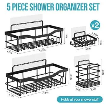 Gocvo Shower Caddy, 5 Pack Shower Shelves Bathroom Organizer No Drilling Adhesive Shower Wall Shelve...