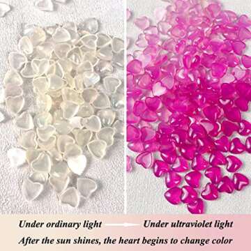 3D Heart Charms for Acrylic Nails - Change Color in Sunlight - Orange, Pink, Blue - Flat Back Design - DIY Nail Jewelry Decorations