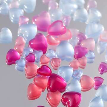 3D Heart Charms for Acrylic Nails - Change Color in Sunlight - Orange, Pink, Blue - Flat Back Design - DIY Nail Jewelry Decorations