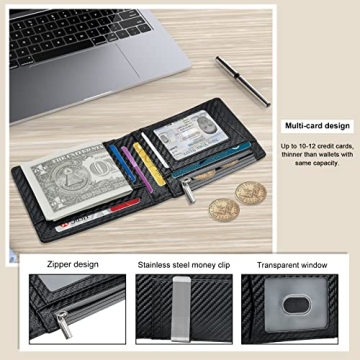 Wustentre Slim Airtag Wallet for Men, RFID Bifold Design