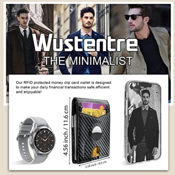 Wustentre Slim Airtag Wallet for Men, RFID Bifold Design