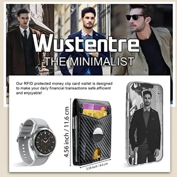 Wustentre Slim Airtag Wallet for Men, RFID Bifold Design
