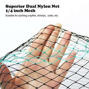 FREGITO Crab Trap, Collapsible Minnow Shrimp Lobster Crawfish Cast Net, Crab Snare Survival Equipment, 13in×23.6in