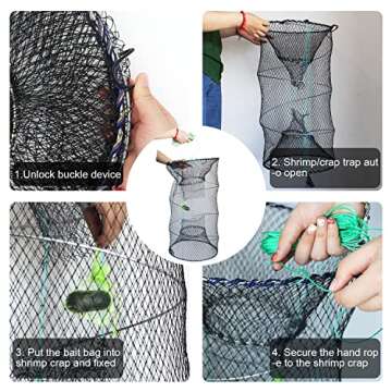 FREGITO Crab Trap, Collapsible Minnow Shrimp Lobster Crawfish Cast Net, Crab Snare Survival Equipment, 13in×23.6in
