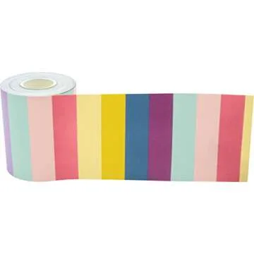 Teacher Created Resources Oh Happy Day Stripes Straight Rolled Border Trim - 50 ft - Decorate Bulletin Boards, Walls, Desks, Windows, Doors, Lockers, Schools, Classrooms, Homeschool & Offices