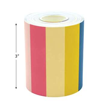 Teacher Created Resources Oh Happy Day Stripes Straight Rolled Border Trim - 50 ft - Decorate Bulletin Boards, Walls, Desks, Windows, Doors, Lockers, Schools, Classrooms, Homeschool & Offices