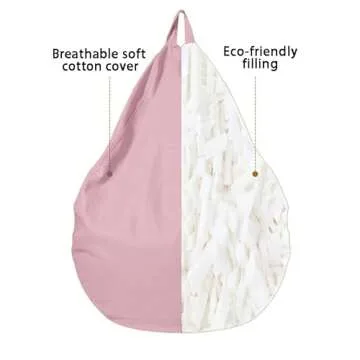 3FT Memory Foam Bean Bag Chairs for Teens or Adults with Filling Bean Bag Sofa with Handle Super Soft Washable Corduroy Fabric Lazy Sofa 3 Foot Beige