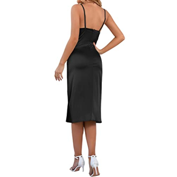 Elegant LYANER Satin Cowl Neck Midi Dress for Women