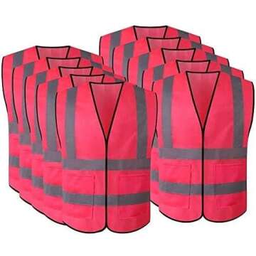 JSungo High Visibility Safety Vest 10 Pack ANSI Class 2 Security Vest with 2 Inch Reflective Silver ...