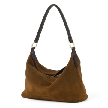 DONAINS Slouchy Brown Suede Crescent Hobo Bag - Trendy for Women