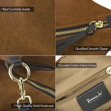 DONAIN Brown Suede Hobo Bag for Women - Stylish and Versatile
