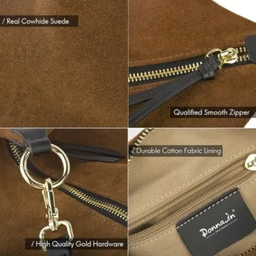 DONAIN Brown Suede Hobo Bag for Women - Stylish and Versatile