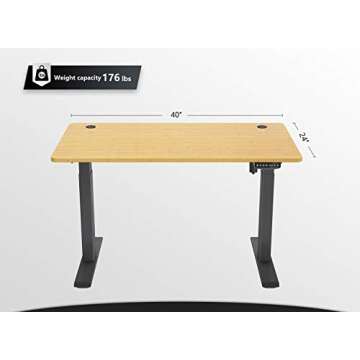 FEZIBO Electric Standing Desk, 40 x 24 Inches Height Adjustable Stand up Desk, Sit Stand Home Office Desk, Computer Desk, Bamboo