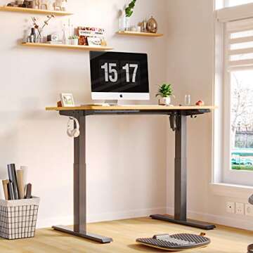 FEZIBO Electric Standing Desk, 40 x 24 Inches Height Adjustable Stand up Desk, Sit Stand Home Office Desk, Computer Desk, Bamboo