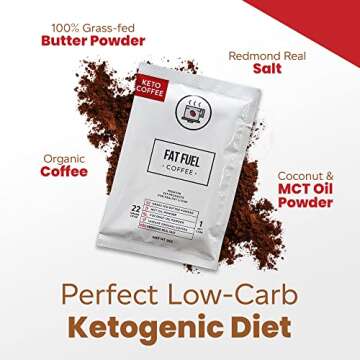FAT FUEL Keto Coffee 22g Premium Fats - With Grass Fed Butter, MCT Oil, Coconut & Redmond Real Salt - Instant Organic Coffee, One Net Carb, A True Meal Replacement - 15 Servings