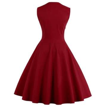 KILLREAL Women's Vintage Polka Dot Print Cocktail Dress, Wine Red XL