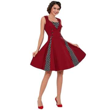 KILLREAL Vintage Polka Dot A-Line Dress Wine Red