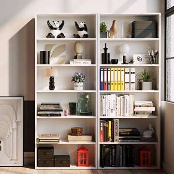 IRONCK Bookshelves and Bookcases Floor Standing 6 Tiers Display Storage Shelves 70 in Tall Bookcase ...