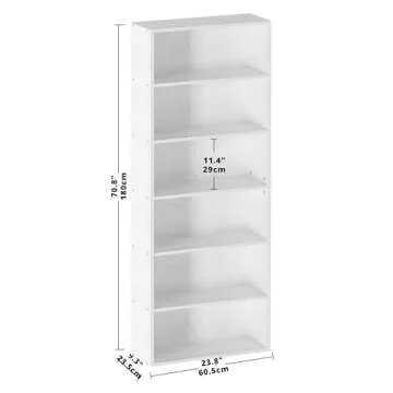IRONCK Bookshelves and Bookcases Floor Standing 6 Tiers Display Storage Shelves 70 in Tall Bookcase Home Decor Furniture for Home Office, Living Room, Bed Room