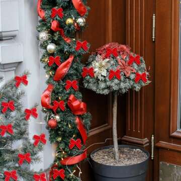 Waydress 120 Pcs Mini Christmas Velvet Bows for Crafts