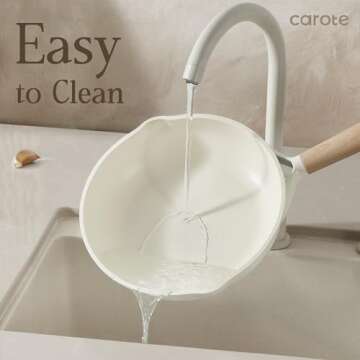 CAROTE 17 Pcs Pot and Pan Set, Non-Stick Kitchen Cookware Set, Easy to Clean Kitchen Pot and Pan, Pot and Pan Set for Cooking, Cream