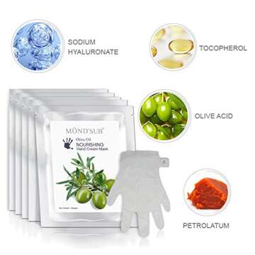MOND'SUB] 5 Pairs Mineral Olive Oil Moisturizing Hand Masks | Moisturizer Hands Mask for Women & Men | Premium Hydrating Gloves for Dry Hands & Damaged Skins With Rich Vitamin E and A…