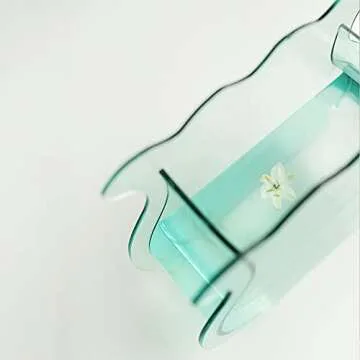 Jsanh Acrylic Fish Tank Shape Flower Vase Green Cute Acrylic Vase for Home Office Decoration,Modern Acrylic Floral Container With Acrylic crystal stone Non Breakable Decor Plastic Flower Vase. (Green)