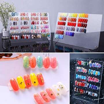 1PCS Transparent Acrylic Nail Art Display Holder, BetterJonny 50PCS Nail Stand with 3M Double Sided ...