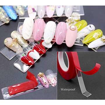 1PCS Transparent Acrylic Nail Art Display Holder, BetterJonny 50PCS Nail Stand with 3M Double Sided Tape for Professional Salon False Nail Sample Display