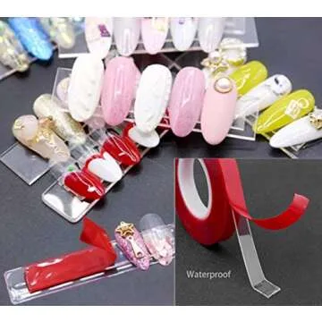 1PCS Transparent Acrylic Nail Art Display Holder, BetterJonny 50PCS Nail Stand with 3M Double Sided Tape for Professional Salon False Nail Sample Display