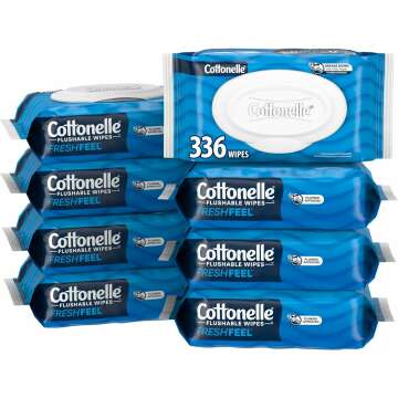 Cottonelle Flushable Wet Wipes, 8 Packs of 42