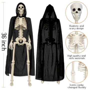 Sizonjoy 36" Posable Halloween Skeleton for Decor