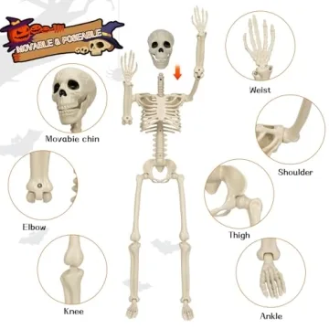 Sizonjoy 36" Posable Halloween Skeleton for Decor