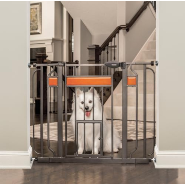 Stylish Extra Wide Pet Gate with Small Door Access