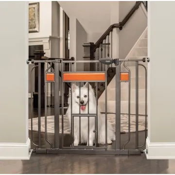 Stylish Extra Wide Pet Gate with Small Door Access