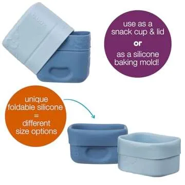 b.box Silicone Snack Cup (2-pack): Divider for Bento Box & Lunch Box, Ideal for Separating & Containing Foods, Dishwasher, Microwave, Oven and Freezer safe (ocean)
