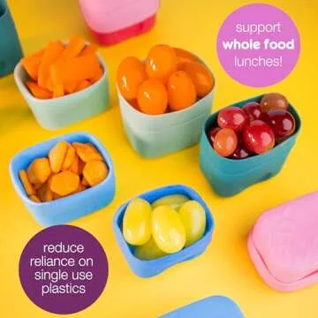 b.box Silicone Snack Cup (2-pack): Divider for Bento Box & Lunch Box, Ideal for Separating & Containing Foods, Dishwasher, Microwave, Oven and Freezer safe (ocean)