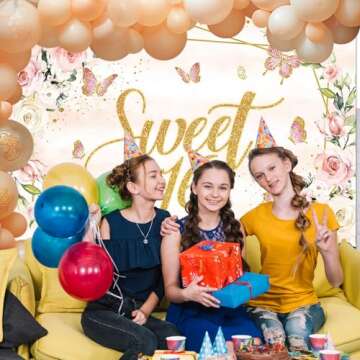 Avezano Sweet 16 Backdrop for Girls' Birthday Parties
