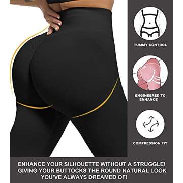 CHRLEISURE 3 Piece Workout Leggings Sets for Women, Gym Scrunch Butt Butt Lifting Seamless Leggings (Black, DGray, Blue, M)-1