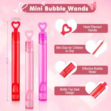 Valentine's Mini Bubble Wands Party Favors for Kids