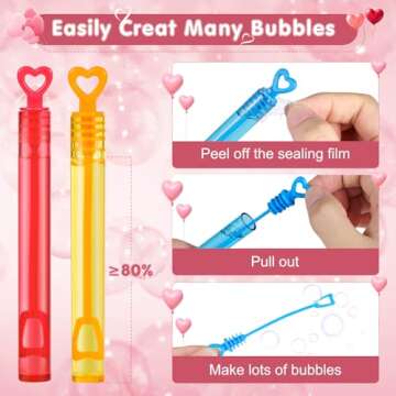 Valentine's Mini Bubble Wands Party Favors for Kids