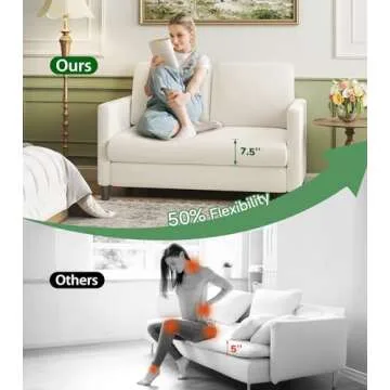 Welzona Loveseat Sofa, 51" Love Seat, Comfy Teddy Small Loveseat for Small Spaces, Tool-Free Setup Sofa Couch for Bedroom, All-Wood Couches for Living Room, No Pillow Included, Beige