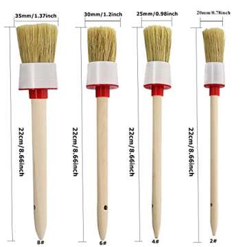 zhongjuekj Natural Bristle Chalk Paint Wax Brush Wood Handle Round Paint Brushes for Paint Oil Water...