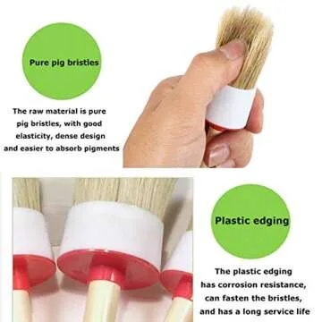 zhongjuekj Natural Bristle Chalk Paint Wax Brush Wood Handle Round Paint Brushes for Paint Oil Watercolor Paints Waxing Brushes,Furniture, DIY Art Crafts(7PACK)