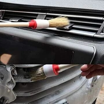 zhongjuekj Natural Bristle Chalk Paint Wax Brush Wood Handle Round Paint Brushes for Paint Oil Watercolor Paints Waxing Brushes,Furniture, DIY Art Crafts(7PACK)