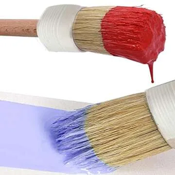 zhongjuekj Natural Bristle Chalk Paint Wax Brush Wood Handle Round Paint Brushes for Paint Oil Watercolor Paints Waxing Brushes,Furniture, DIY Art Crafts(7PACK)