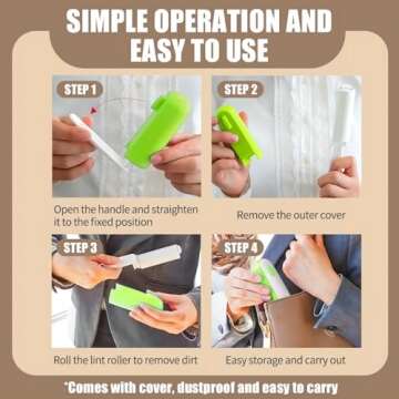 FuKuEn Mini Lint Roller for Pet Hair Travel Size for Clothes Car Essentials for Women Foldable Small Lint Roller with Extra Refills for Pocket Cute Green 90 Sheets