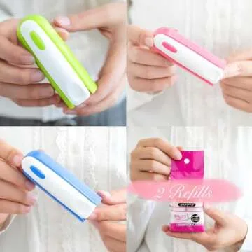 FuKuEn Mini Lint Roller for Pet Hair Travel Size for Clothes Car Essentials for Women Foldable Small Lint Roller with Extra Refills for Pocket Cute Green 90 Sheets