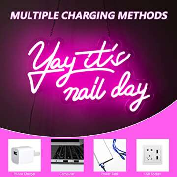 Moodlion Yay It's Nail Day Neon Sign for Salon Decor