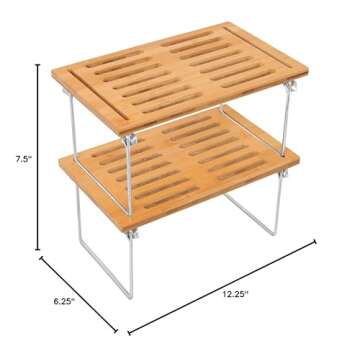BIRDROCK HOME Bamboo 2 Pack Stacking Shelf Storage Solution